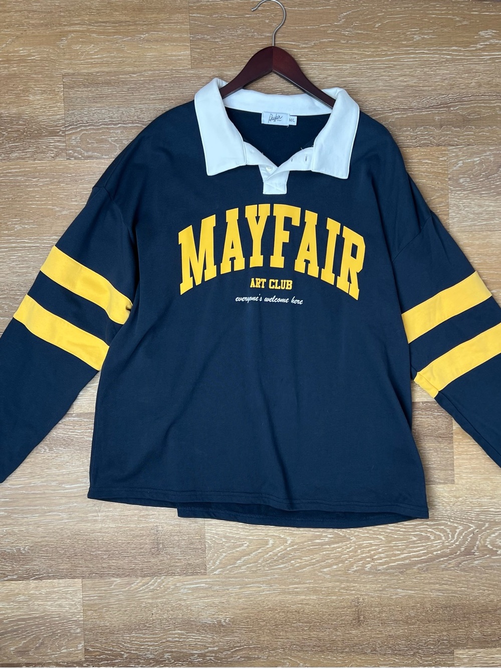 Mayfair Art Club Navy & Yellow Rugby Sweatshirt - Picture 3 of 4